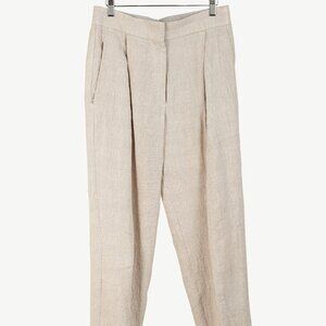 Brunello Cucinelli SS/23 Cream Glen-Plaid Linen Cuffed Trousers